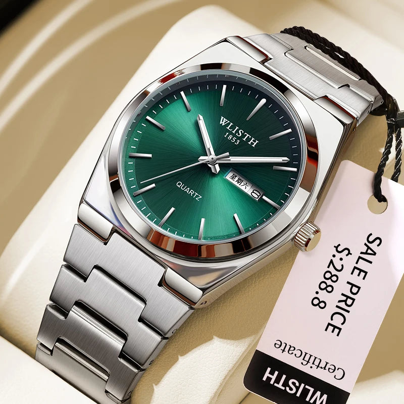 Men's Luxury Quartz Watch — Waterproof Luminous Stainless Steel Wristwatch