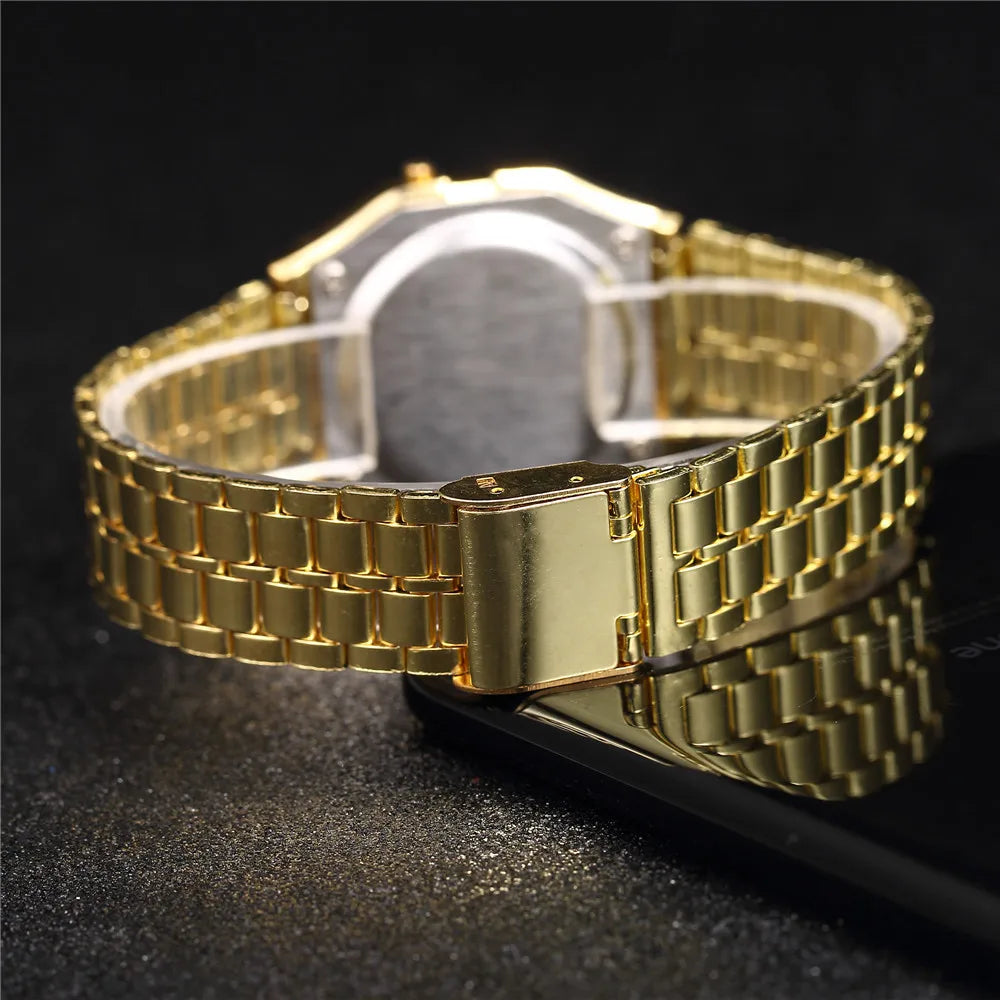 Men's LED Digital Watch — Stainless Steel Business Wristwatch