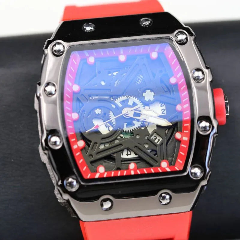 Men's Tonneau Quartz Watch — Luminous Pentagram Dial Fashion Wristwatch
