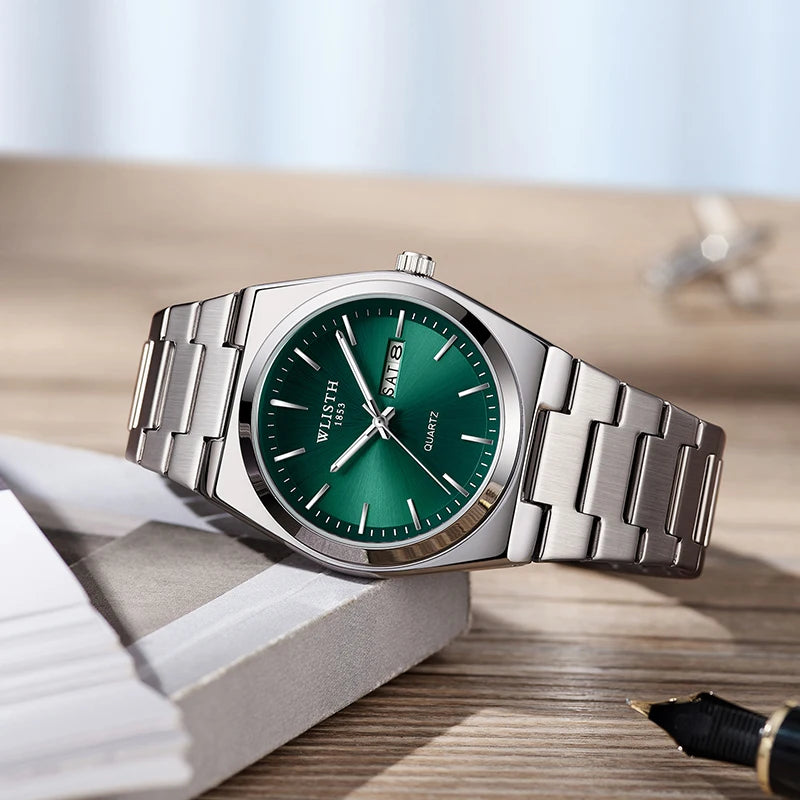 Men's Luxury Quartz Watch — Waterproof Luminous Stainless Steel Wristwatch