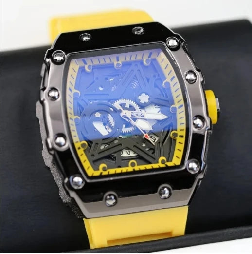Men's Tonneau Quartz Watch — Luminous Pentagram Dial Fashion Wristwatch