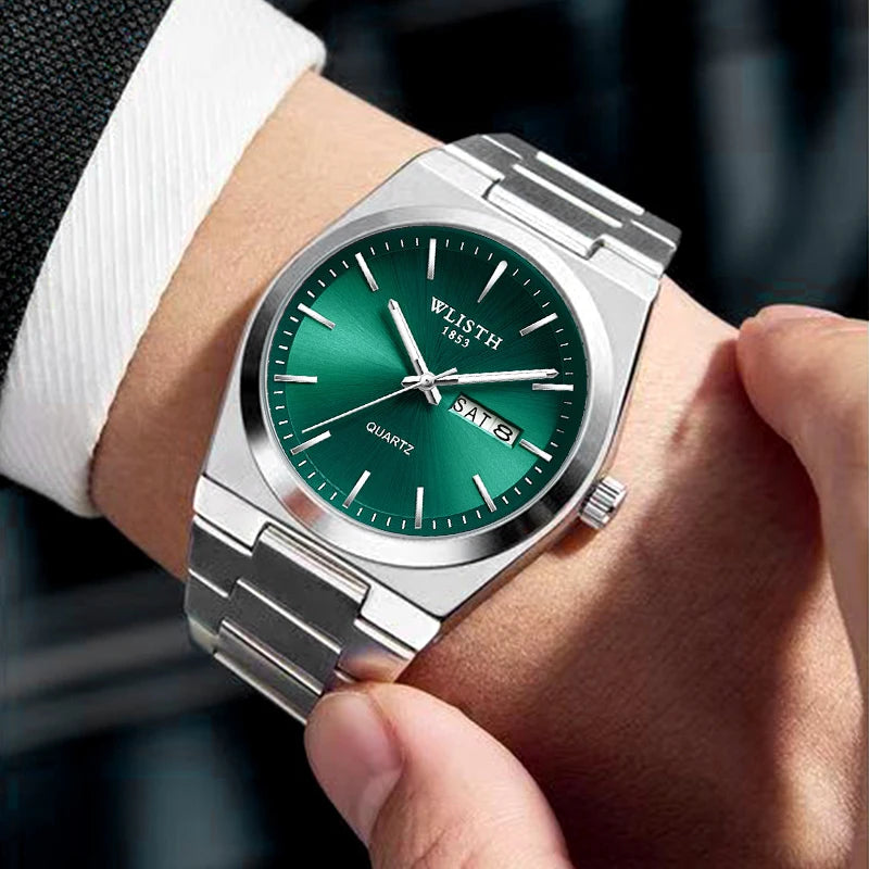 Men's Luxury Quartz Watch — Waterproof Luminous Stainless Steel Wristwatch