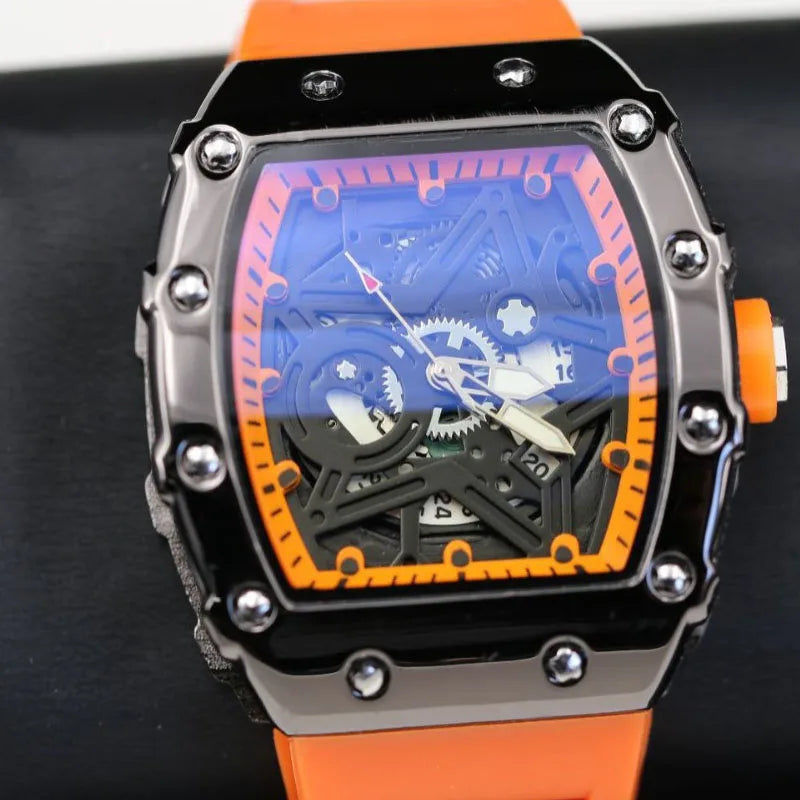 Men's Tonneau Quartz Watch — Luminous Pentagram Dial Fashion Wristwatch