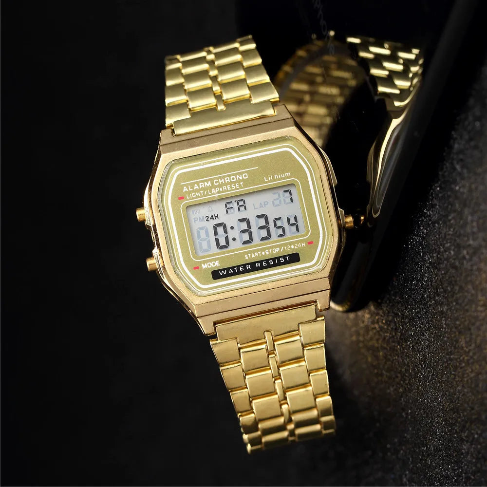 Men's LED Digital Watch — Stainless Steel Business Wristwatch